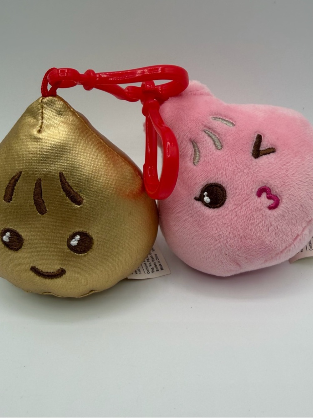 Cute Dumpling Plush Keychain Set Gold Pink Kawaii Food Mini Plush